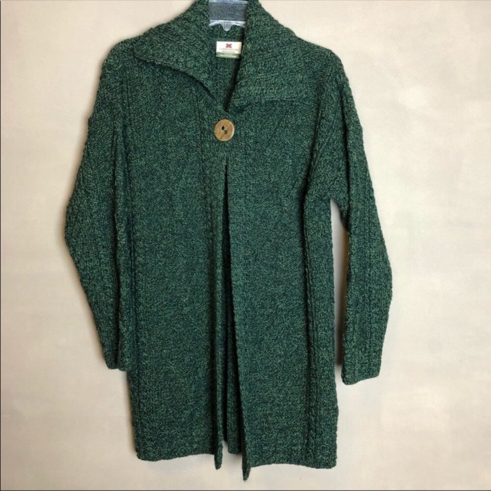 EUC Carraig Donn green fisherman cardigan size med